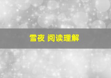 雪夜 阅读理解